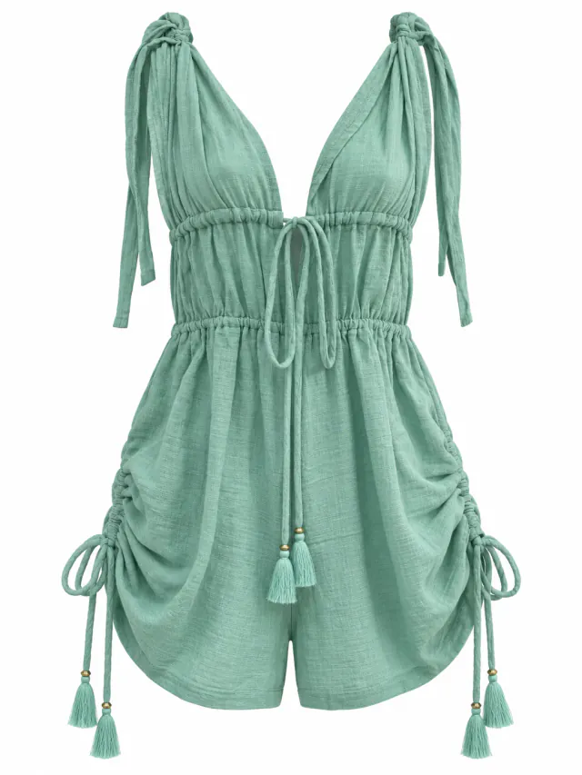 Luxeisle Pistachio Jumper shown without a model, with its full silhouette and drawstring details visible